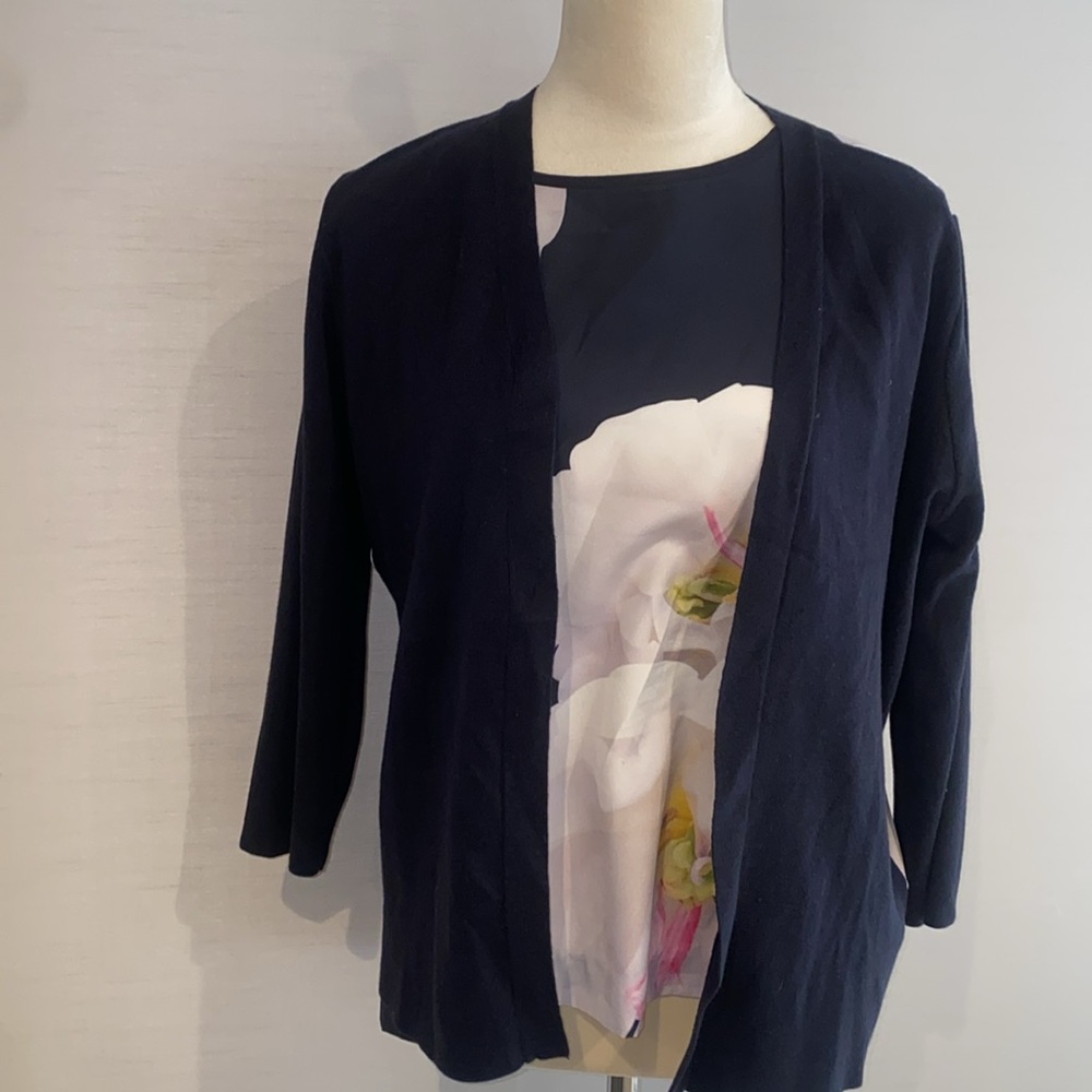 Ted Baker floral  Charcoal black Top and matching sweater TWO PIECES size 3-4
